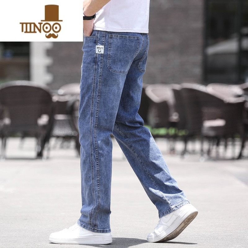 YANXU广州新塘牛仔裤男士2023夏季薄款宽松直筒高腰弹力大码百直夏搭牛高清大图