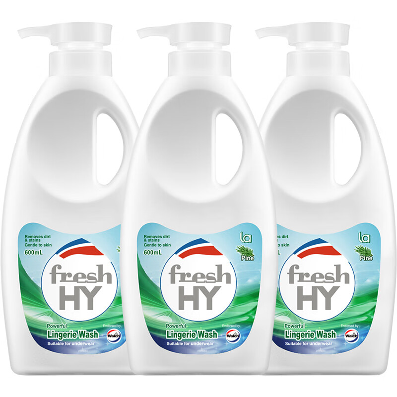 威露士 清可新松木内衣净600ml*3 内衣内裤洗衣液清洗液