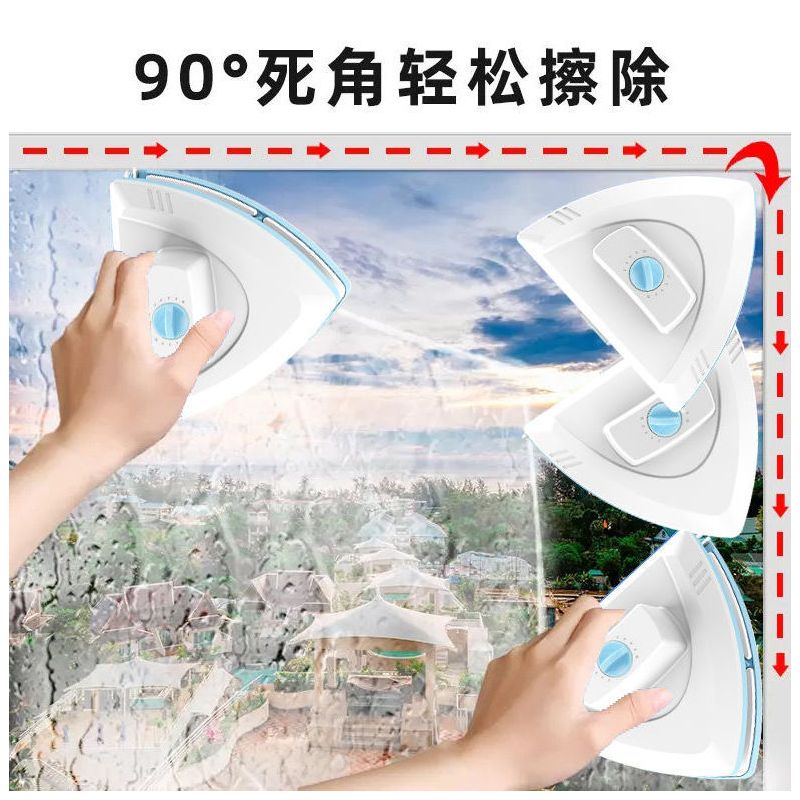 擦玻璃神器家用双层高层厚窗户高楼清洁清洗工具刷刮|单层和中厚双层中空4-30mm/白 升级版[滑珠+钢丝绳]强磁力不会退