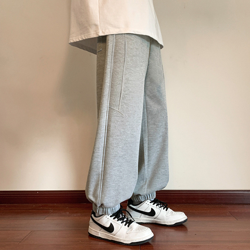 [1.5折价64元]唐狮休闲裤长裤男男针织侧边小标休闲束脚休闲长裤男休闲裤男裤