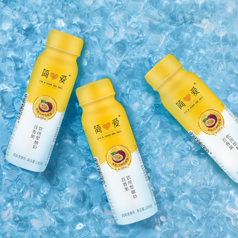 简爱 水果裸酸奶百香果味230g*12瓶 低温水果酸奶