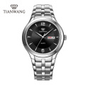 天王表(TIANWANG)手表 休闲简约男士手表钢带石英表双日历防水男表GS3626黑