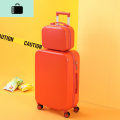 行李箱女ins网红新款24寸小清新学生旅行韩版密码箱拉杆皮箱子潮NEWLAKE 18寸【横款】 珊瑚橙【子母箱】