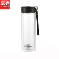 富光(FUGUANG)玻璃杯G1311-420 420ml大容量双层玻璃杯带提手带盖的创意水杯商务办公便携男女水杯