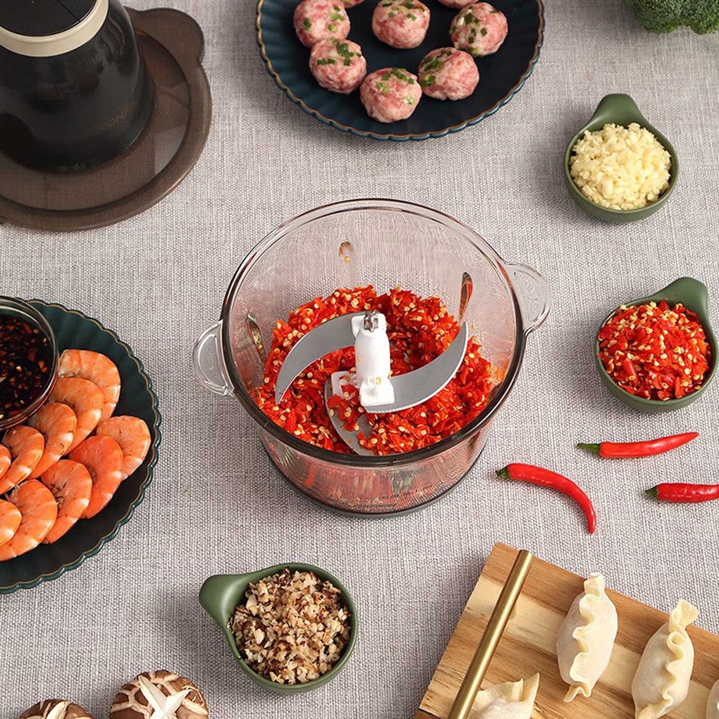 康佳(KONKA) 绞肉机家用多功能蒜泥婴儿辅食碎肉机KJRJ-1820-M 1.8L高清大图