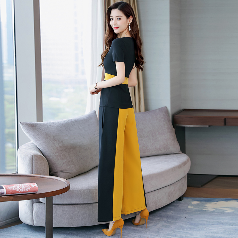 夏款时尚套装女士夏装新品女装韩版社会时髦阔腿裤两件套显瘦潮
