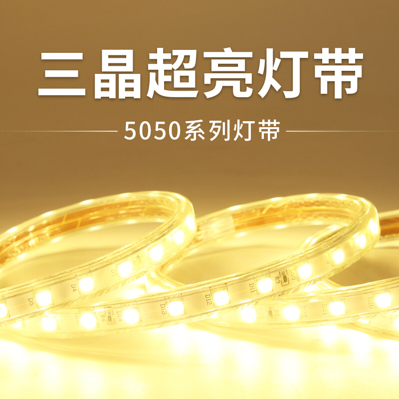 led灯带5050防客厅顶线灯高亮灯条彩色贴片户外led光带72灯[满十米送插头]其它