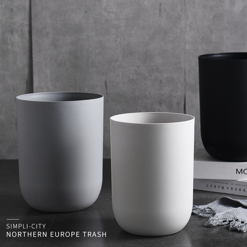绵冠垃圾桶北欧客厅厨房卫生间创意可爱卧室家用简约无盖高清大图