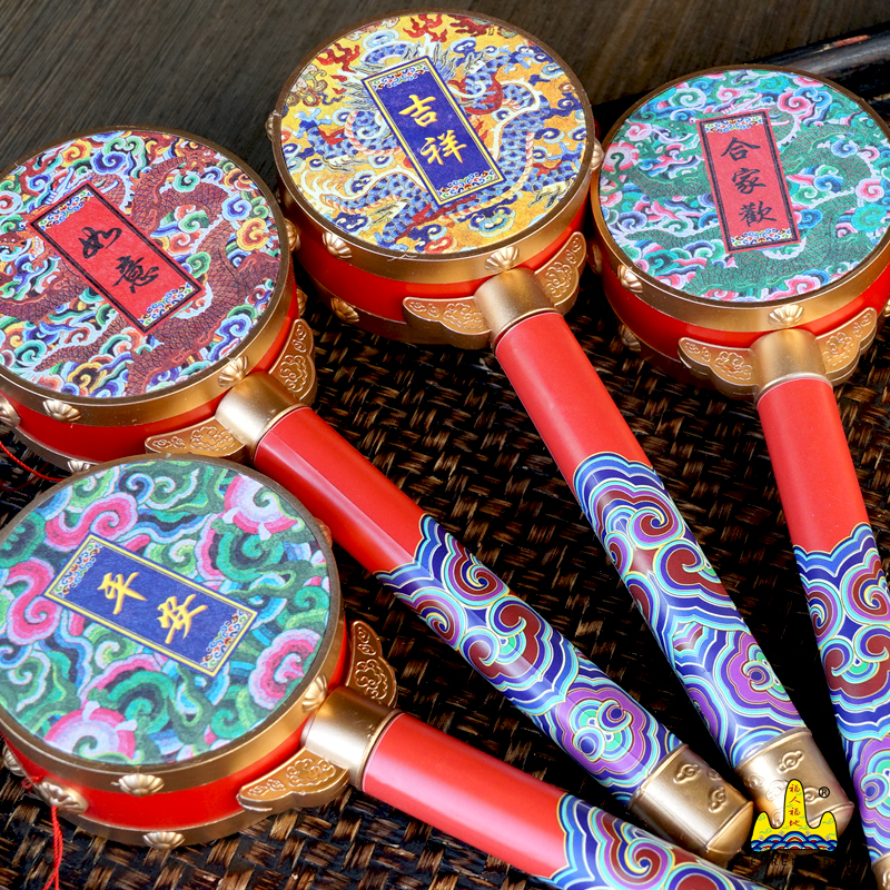 福人福地拨浪鼓婴儿早教新生儿复古老式手摇鼓中国风宝宝益智礼物儿童玩具高清大图