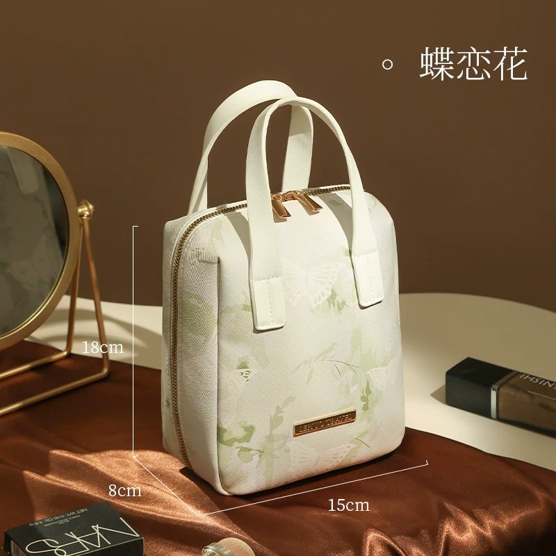 新中式手提化妆包女大容量2025新款便携式外出分区收纳化妆袋1085 小号【蝶恋花】