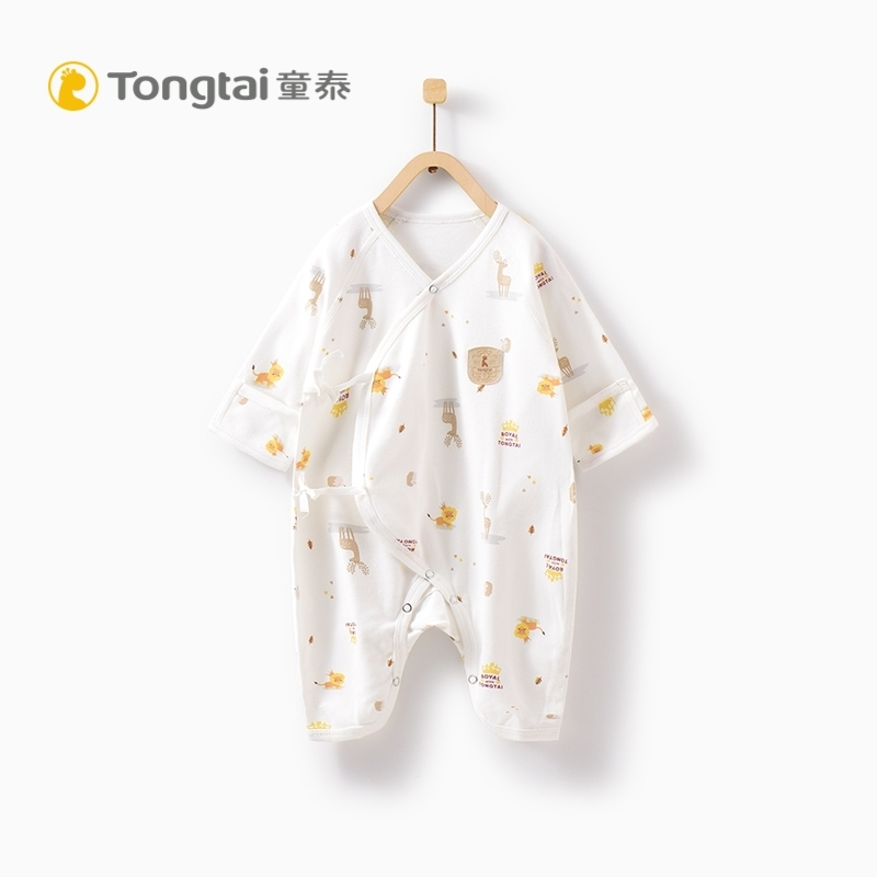 童泰TONGTAI婴儿纯棉蝴蝶哈衣0-3个月初生宝宝侧开系带连体衣爬服