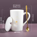 创意十二星座陶瓷马克杯带盖勺男女喝水杯家用情侣咖啡办公茶杯子 水瓶座-带勺带盖 均码