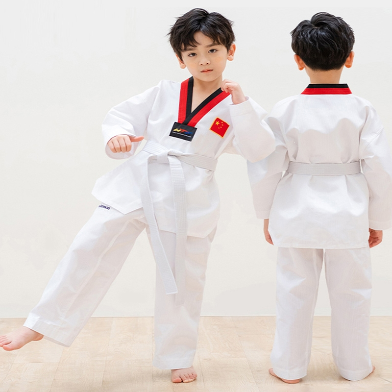 儿童跆拳道服闪电客男童女童夏季长袖短袖定制印字初学者跆拳道训练