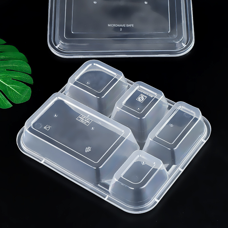 是尚一次性餐盒便当盒快餐饭盒打包盒带盖长方形分格五格150套