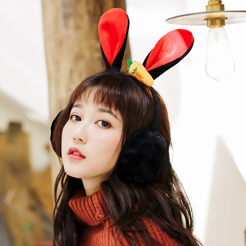 折叠耳罩粉色学生冬季折叠耳罩耳套保暖女挂耳包耳捂耳暖儿童兔耳朵套