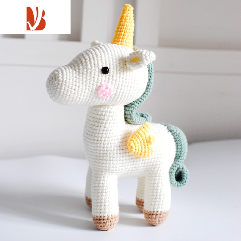 三维工匠 手工编织钩针玩偶礼物手编毛线针织diy材料包独角兽diy礼品