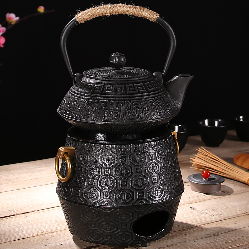 Atelier Tete 日式铜环铜扣铁壶座铸铁风炉生铁炭炉茶壶碳炉铸铁 铜环碳炉