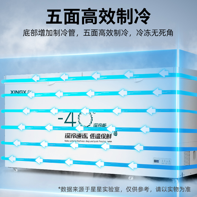 星星(XINGX)BD/BC-518GS超低温厨房商用保鲜设备卧式冷柜单温冷藏冷冻转换柜家用大容量深冷速冻柜铜管制冷