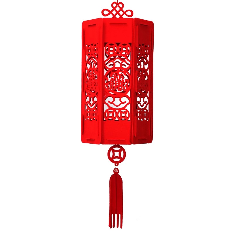 无纺布灯笼挂饰长方形新年快乐 单位:个