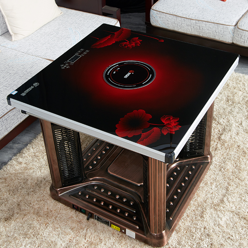 火焰山取暖桌电暖桌电暖炉正方形家用省电多功能烤火桌区取暖器家用