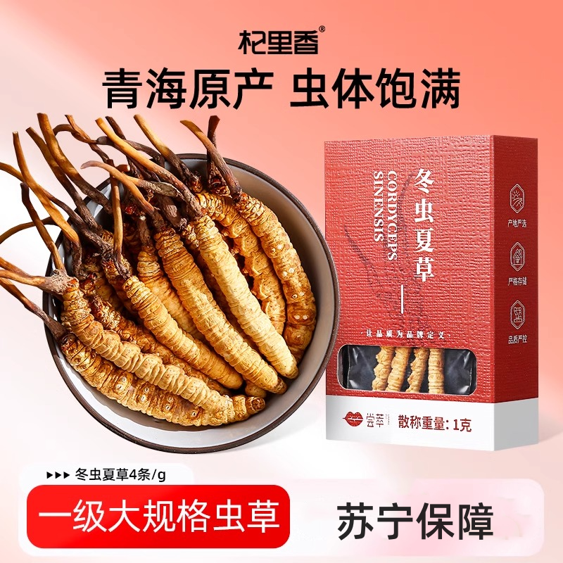 杞里香冬虫夏草正品青海虫草干货1克4根/克无断草礼盒酒包装