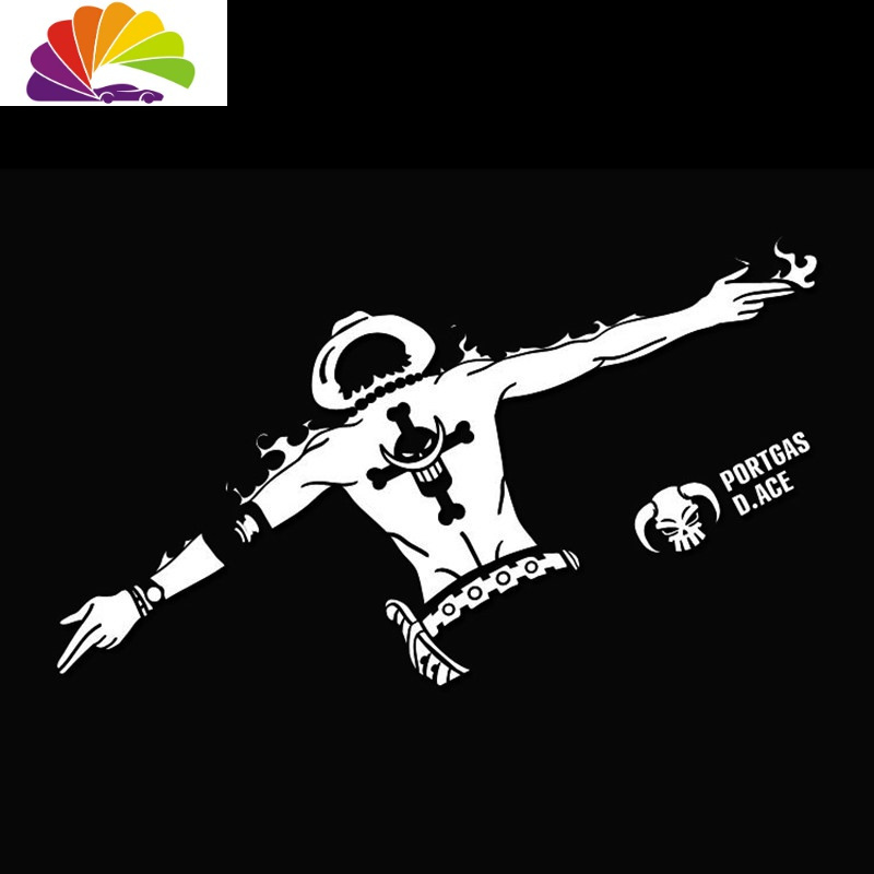 贴纸车纸潮后窗装饰用品大全车外海贼王艾斯路飞贴 火神艾斯背影白色