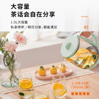 九阳 煮茶器煮茶壶电水壶迷你玻璃花茶壶 K15D-WY6130 绿色1.5L容量/1台