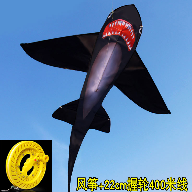 潍坊风筝 夜光 海洋动物风筝 成人儿童大型风筝 线轮 鲨鱼风筝创意 三维工匠 鲨鱼+22轮400米线高清大图