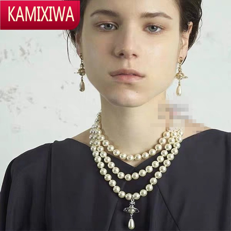 KAMIXIWAHMD西太后珍珠项链土星飞碟闺蜜款多层优雅朋克教母范薇薇安新品