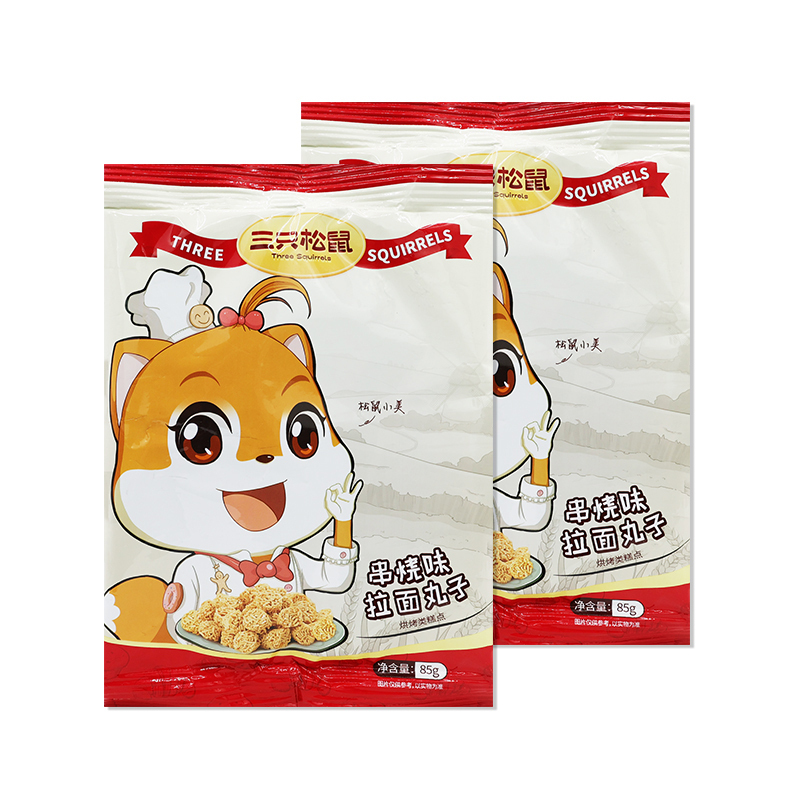 三只松鼠拉面丸子休闲零食干脆面便携香脆小吃85g*2袋