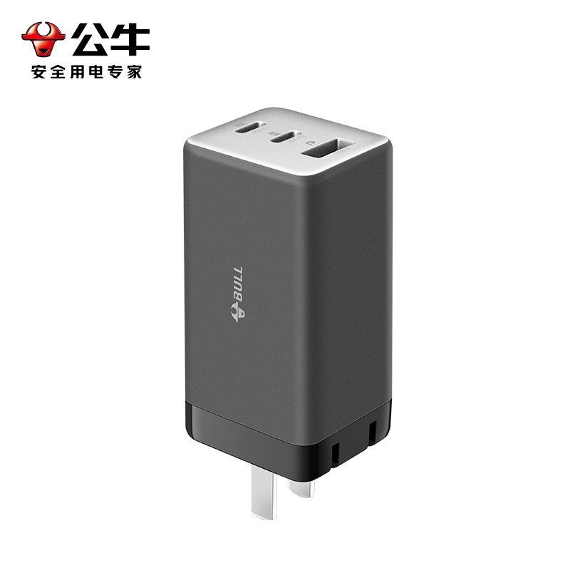 公牛(bull)GNV-AF1673卵石灰[67W/三口快充]氮化镓充电器适用苹果14PD插头TypeC手机多口充电头高清大图