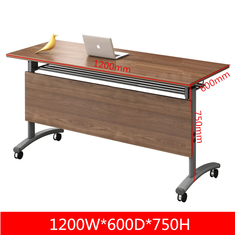 鑫环境 胡桃色折叠培训桌120*60*75CM 带轮可移动培训学习宣传桌 单位 :张高清大图