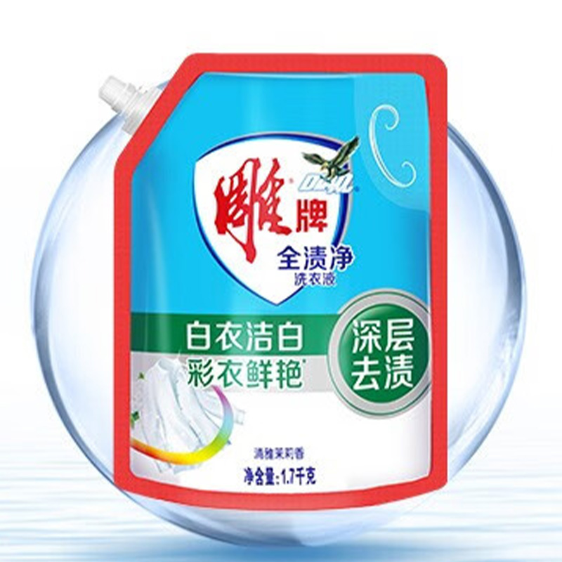 雕牌洗衣液全渍净深层去渍除菌除螨温和不伤手清雅茉莉香1kg*6袋高清大图
