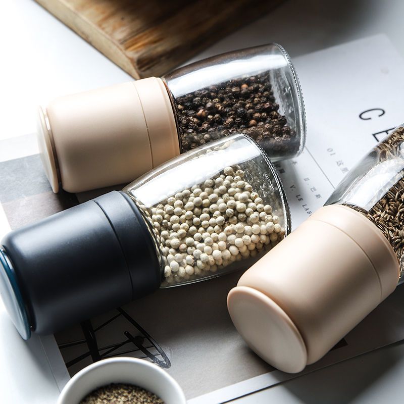 蓝黑色器居胡椒研磨器手动黑胡椒粒瓶家用花椒海盐芝麻小型陶瓷芯研磨