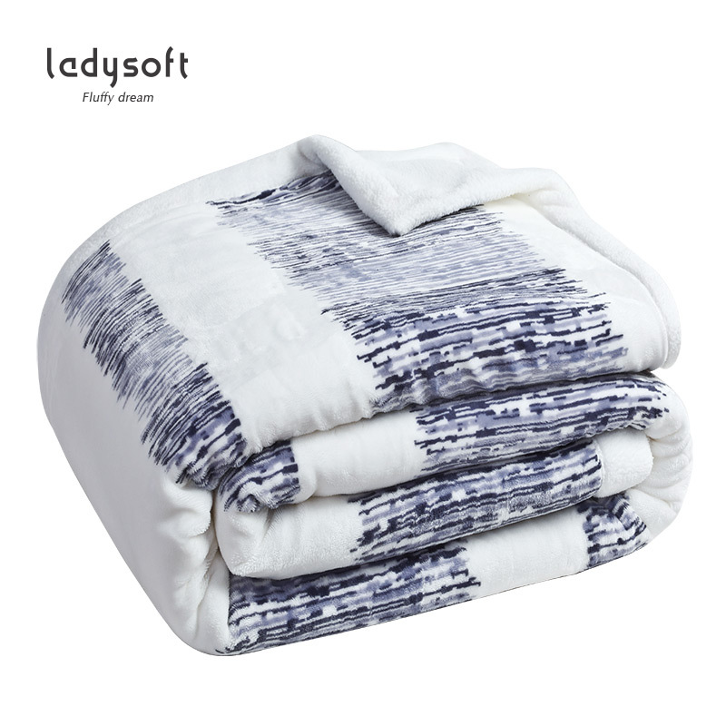 ladysoft御棉堂 羊羔绒法兰绒双层毛毯1.3*1.8/1.5*2.0m加厚盖毯秋冬床单盖毯