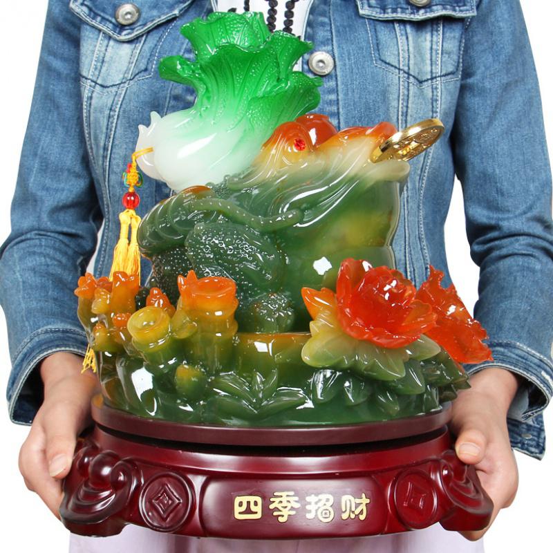 美帮汇三足金蟾蜍白菜金蝉摆件大号装饰品店铺开业工艺品高清大图