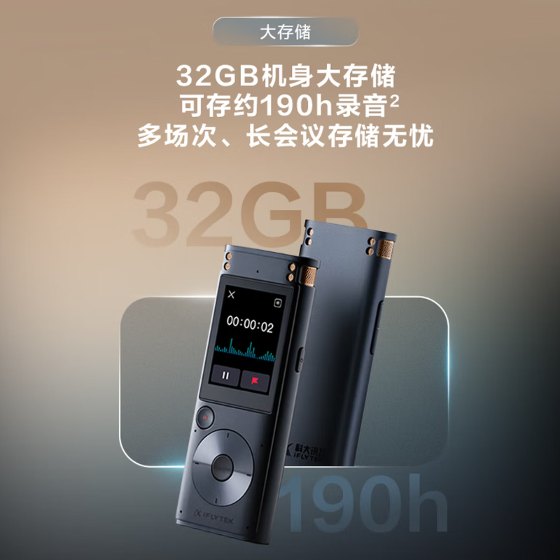 科大讯飞AI录音笔SR302TPro 32G内存 专业录音高清降噪 离线实时转写 星空灰高清大图