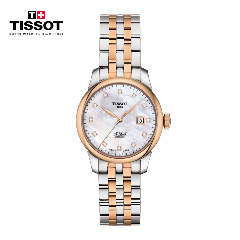 [刘亦菲同款]天梭(TISSOT)瑞士手表 力洛克系列珍珠贝母表盘镶钻钢带女士机械表T006.207.22.116.00