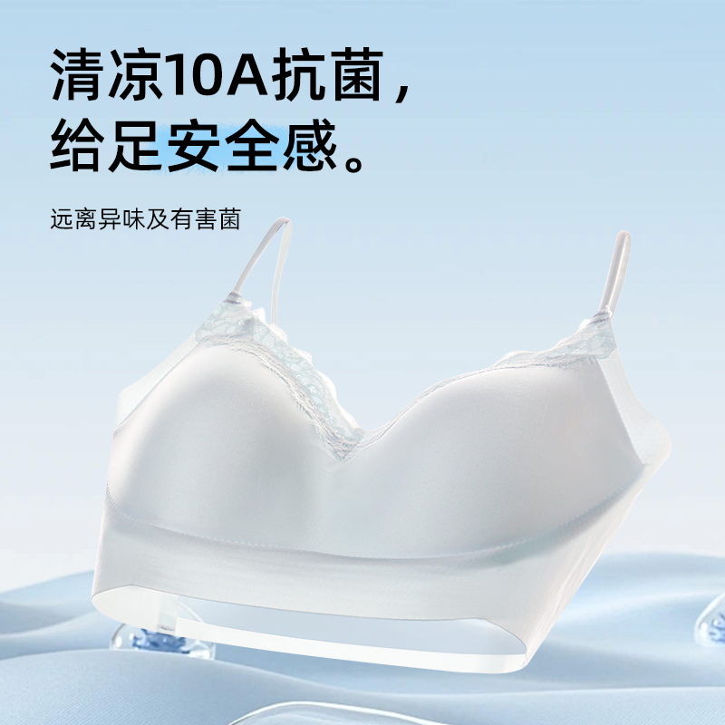 猫人内衣女小胸聚拢无痕凉感细肩带吊带收副乳夏季薄款透气文胸罩高清大图