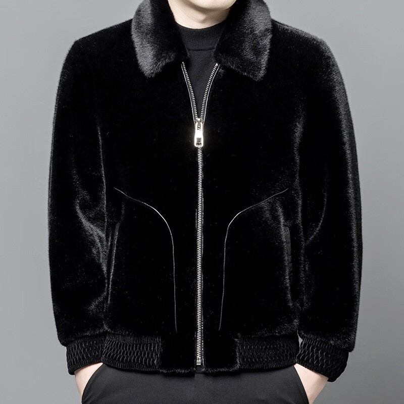 斯哲维世旗舰店品牌轻奢男装夹克男冬季新款貂皮大衣金貂绒休闲短款