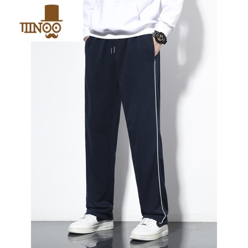 YANXU一条杠运动裤男夏季薄款宽松休闲女初高中学生深蓝藏青色校服裤子高清大图