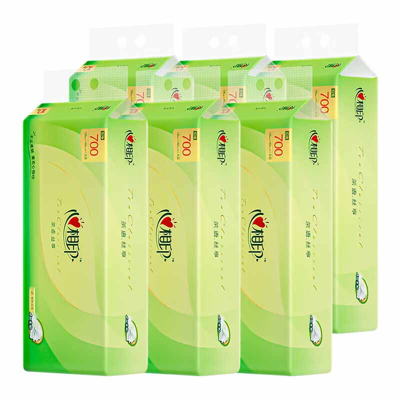心相印卫生纸茶语卷纸四层700g*10卷*6提RW710