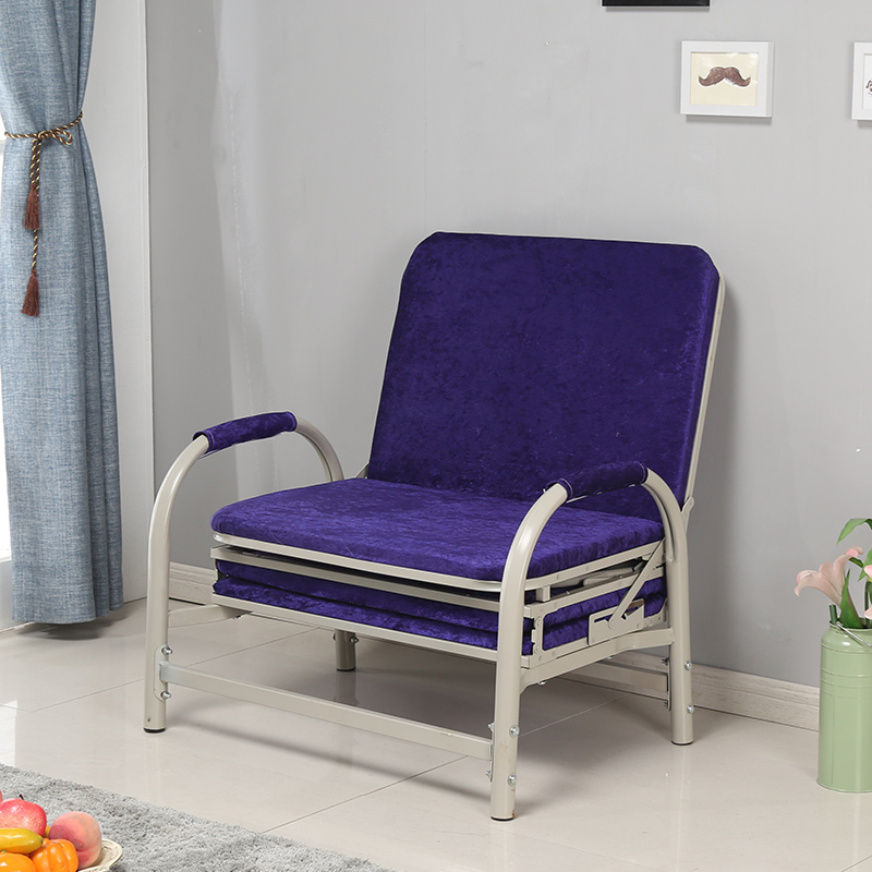 折叠床椅子两用办公室午休床医院单人木板床定制加固金丝绒款紫色120