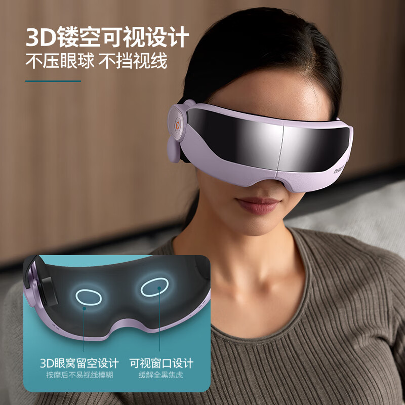 飞利浦(PHILIPS)眼部按摩仪护眼仪成人眼睛按摩仪护眼按摩仪眼部疲劳按摩仪按摩眼罩骨传导音乐7102E绝绝紫高清大图