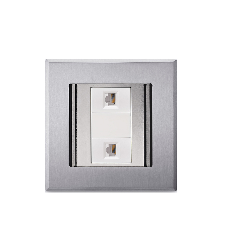 册视监控器材配件双开门隐藏不锈钢地插防水双口千兆网络地板插两位六类网线地插座rj45套高清大图