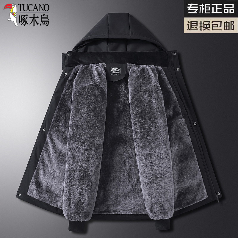 啄木鸟冬季爸爸棉衣冬装外套男中老年加绒加厚棉服老年人男士棉男高清大图