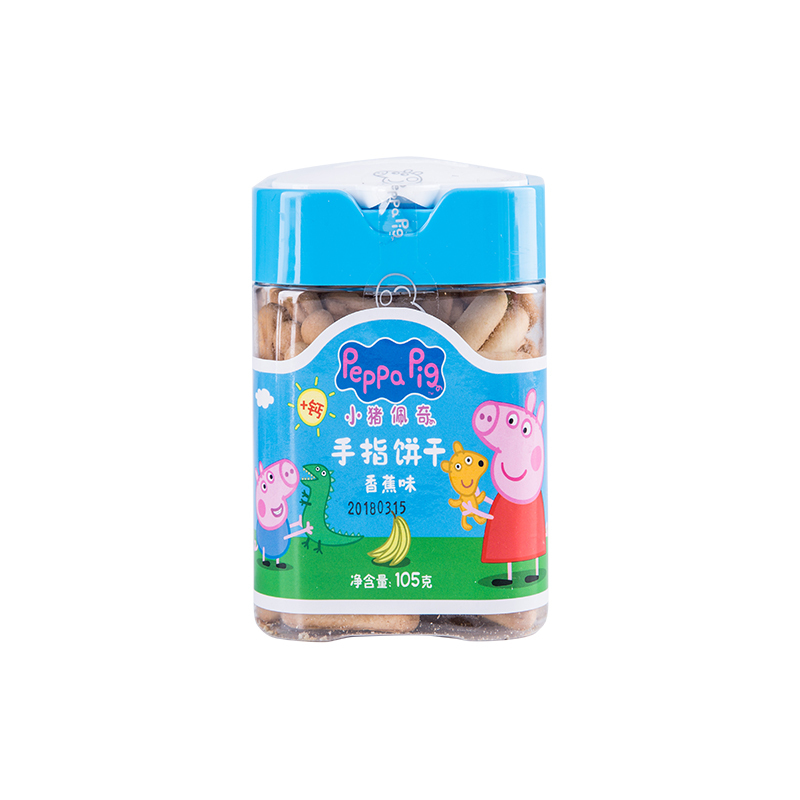 小猪佩奇PeppaPig手指饼干香蕉味105g 罐装 儿童零食