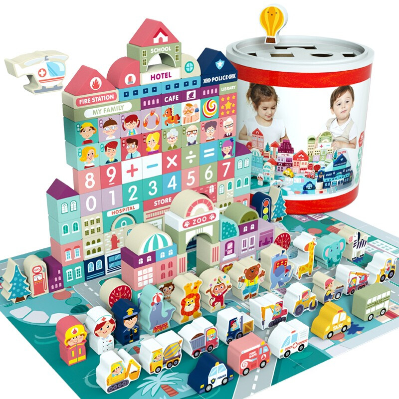 木丸子206粒都市街景大颗粒积木儿童玩具男女孩拼装拼图早教生日礼物木丸子169高清大图