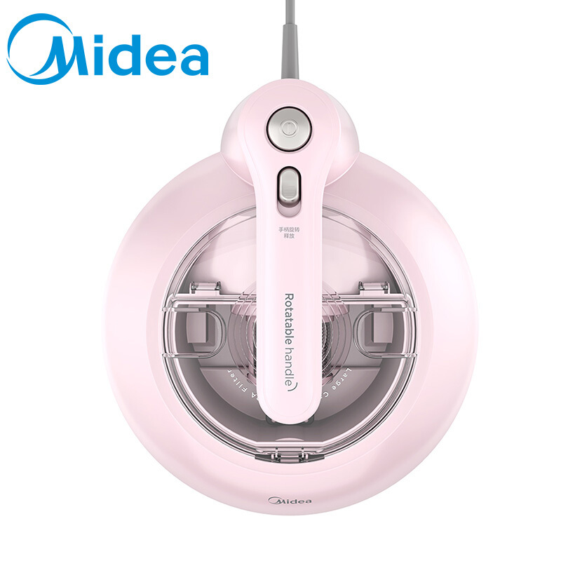 美的(Midea)除螨仪MT3 有线手持床上家用吸尘器 冰莹粉