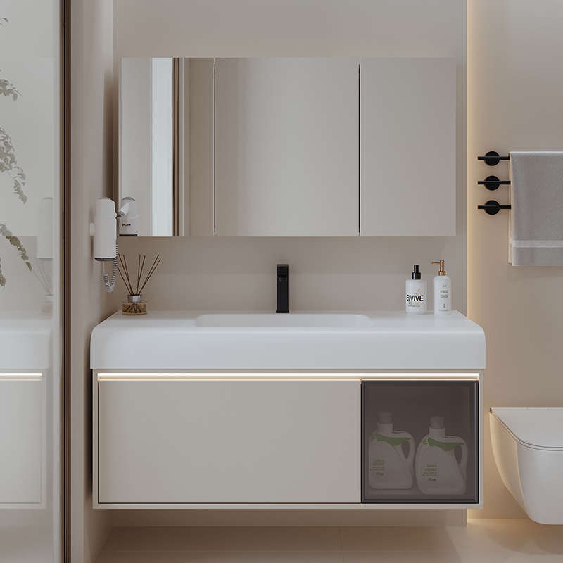 柜浴室柜组合免漆实木肤感绮美石一体盆挂墙式吊柜洗脸盆柜面盆柜组合